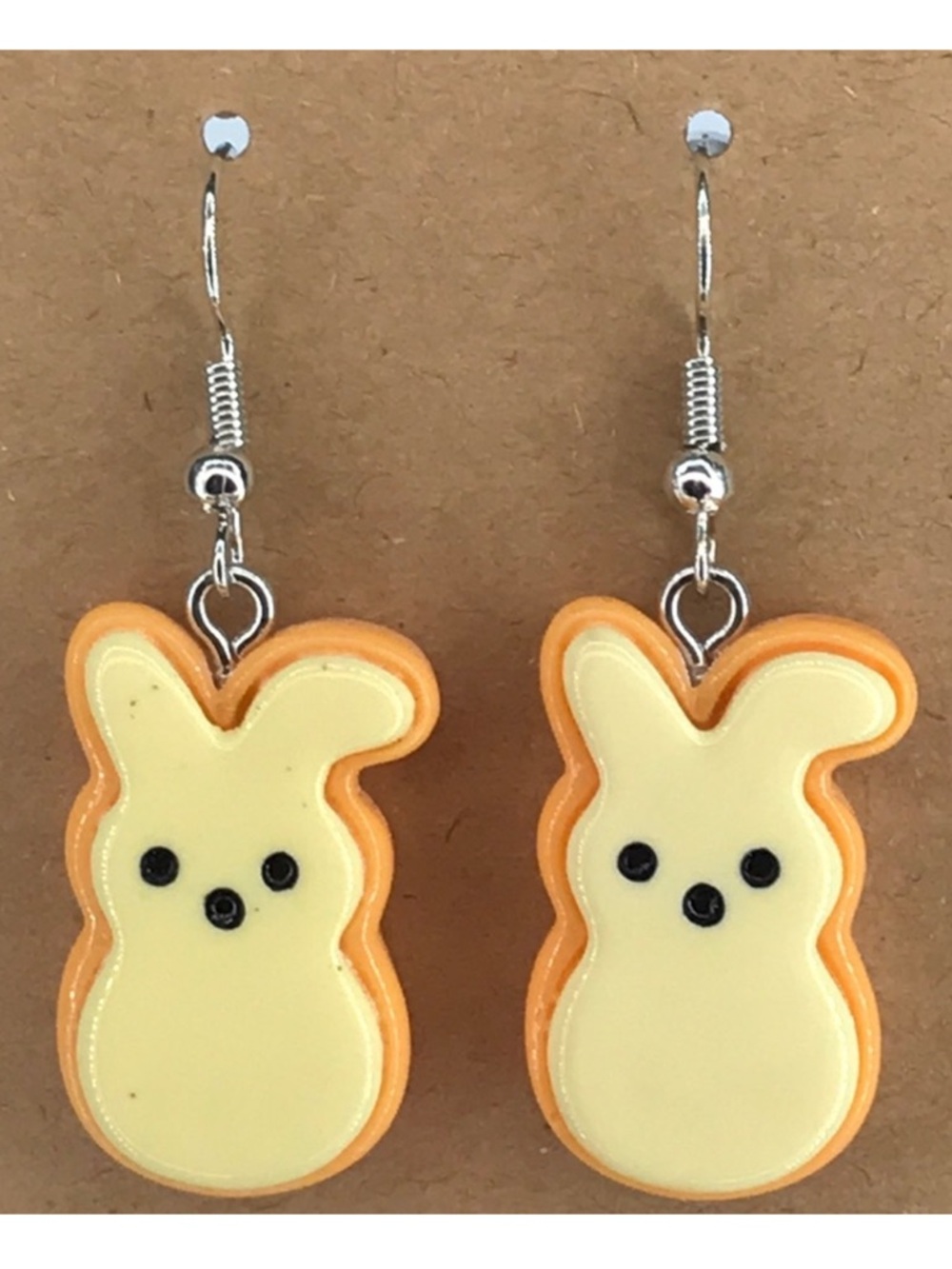 Charming Peep Easter Bunny Earrings in Cream and Orange Fashion Jewelry